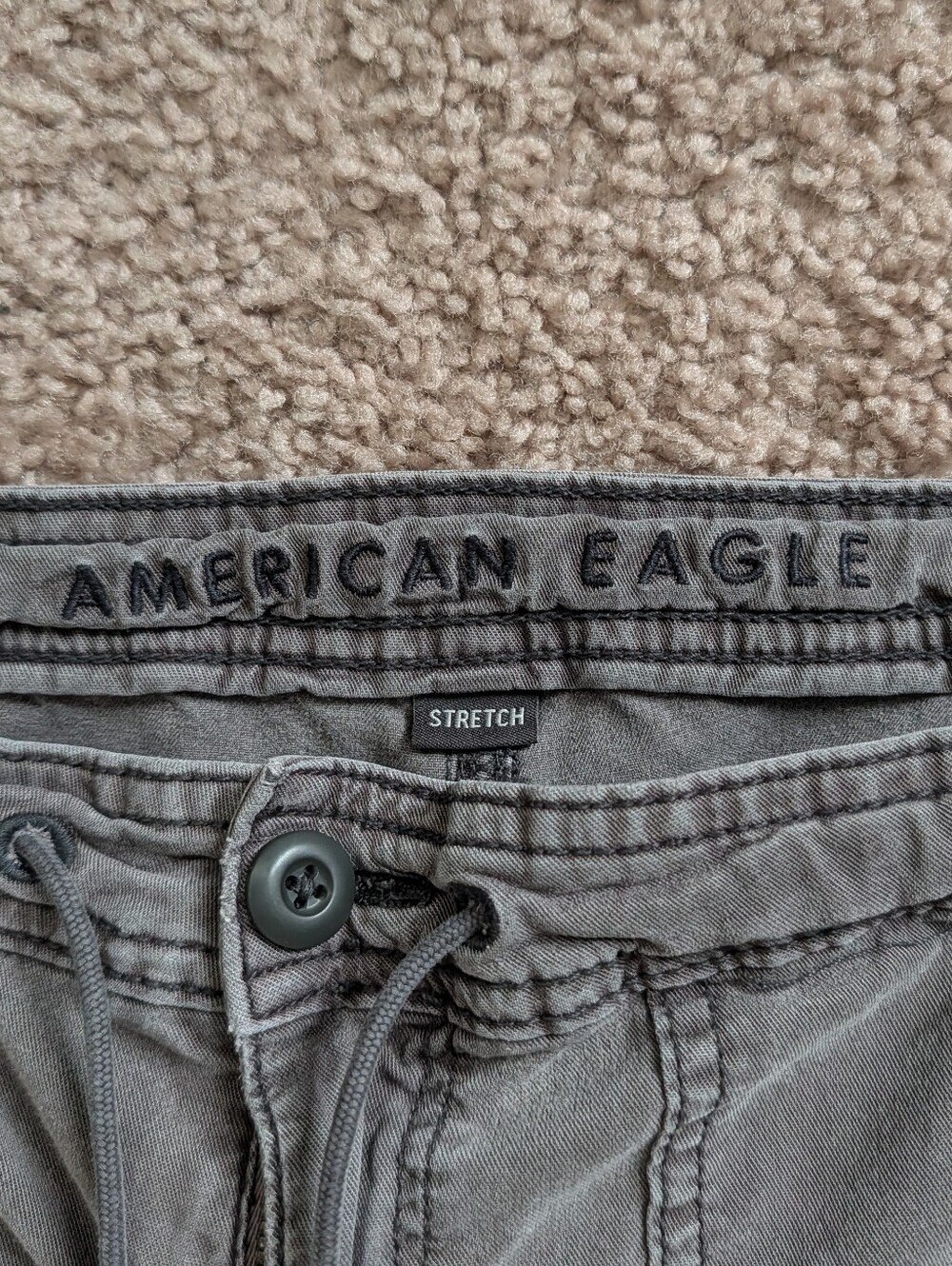 American Eagle Womens Haze Grey Dreamy High Waist Baggy Wide Leg Cargo Pant 12R - Picture 6 of 16